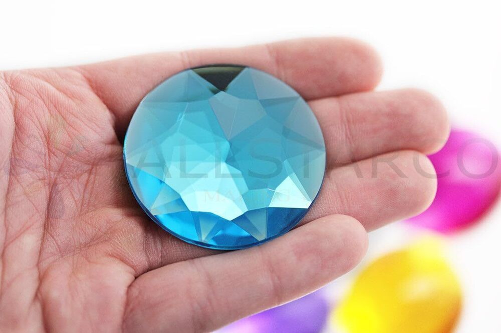 7457 50mm Extra Large Flat Back Round Acrylic Rhinestones Plastic Circle